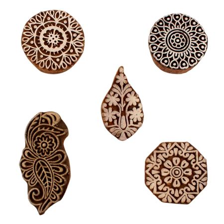 Set of 5 Piece New Mix Wooden Printing Blocks